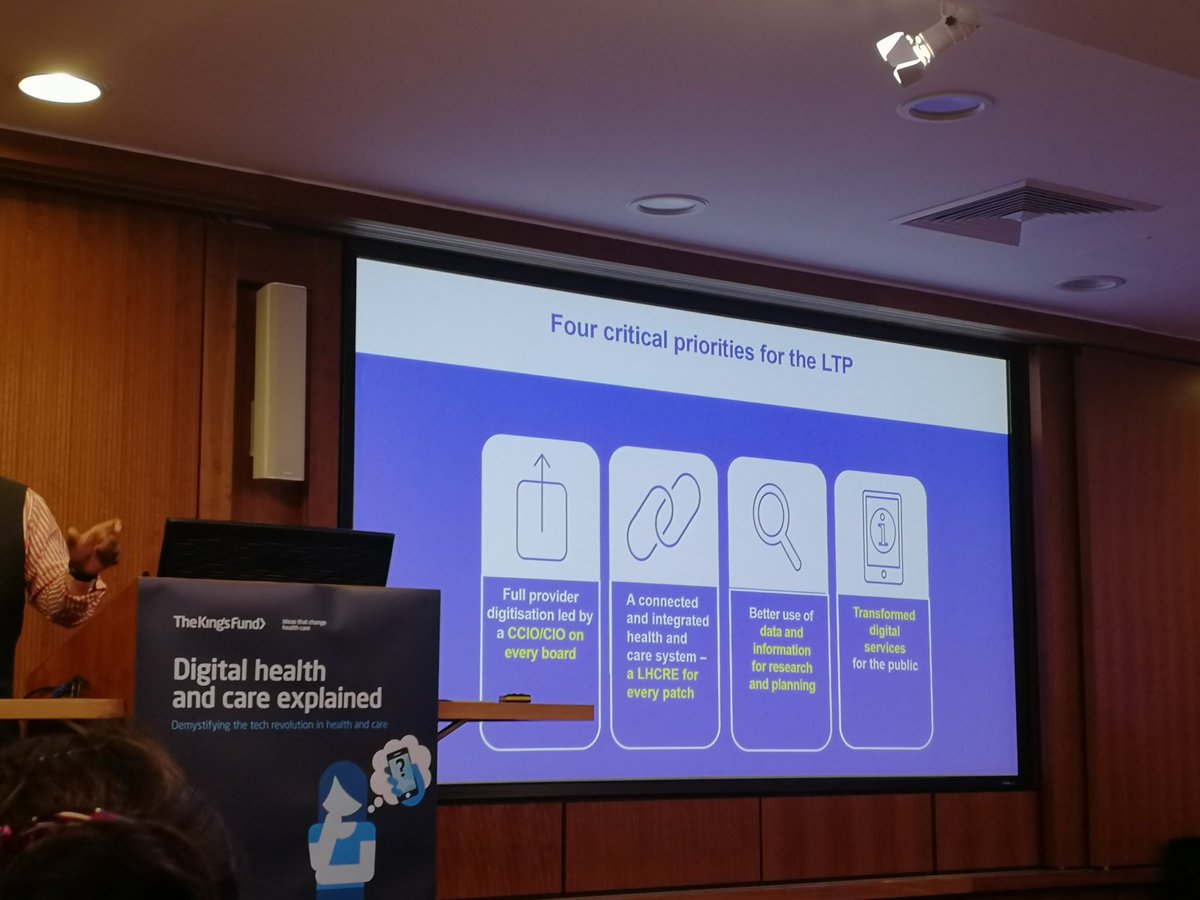 HCLeaderNews's tweet image. #KFexplain @eddieolla talking about the digital priorities in the #NHSLongTermPlan