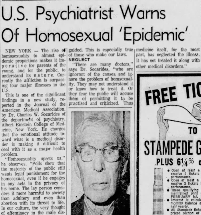 Calgary Herald, 1970-06-13US Psychiatrist Warns of Homosexual 'Epidemic'