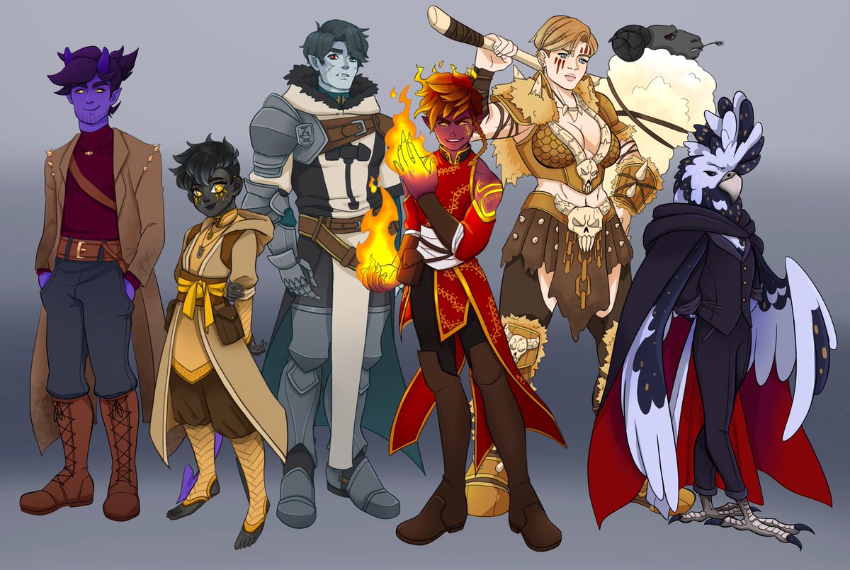 FFallendor's tweet photo. Meet the #FailFam ! Here’s all our Player Characters in our Campaign ‘#FailuresinFallendor ‘ and some lil snippets about them 👌 

#dnd #dnd5e #dungeonsanddragons #dndart #Dndparty #playercharacters https://t.co/4KvRAF4U7D