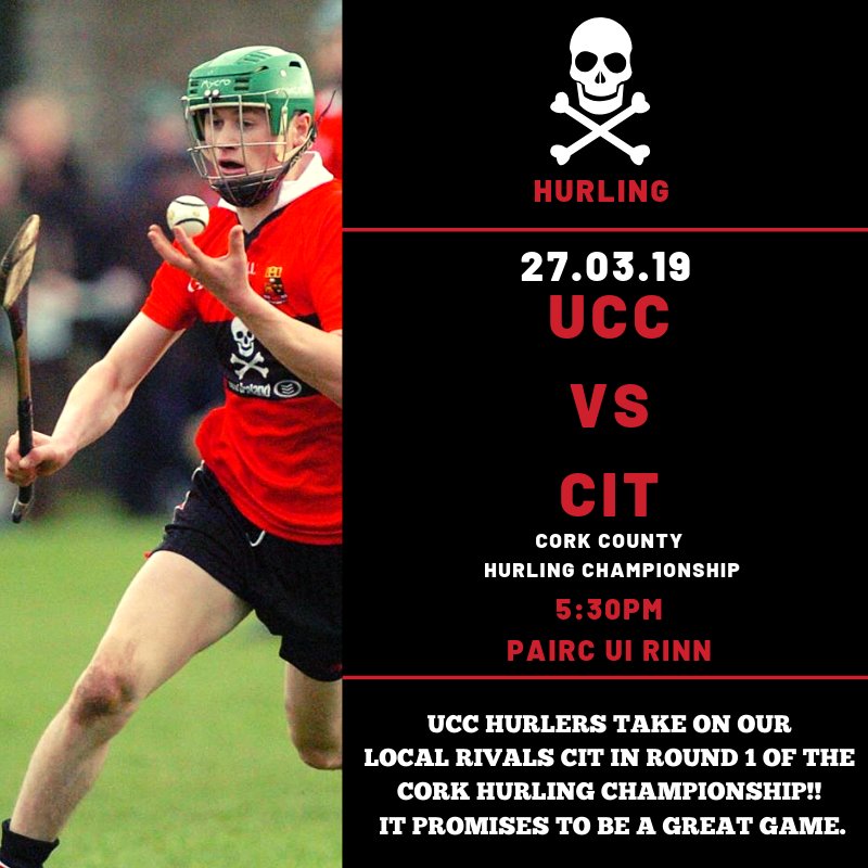 UCCLanguageCent's tweet photo. Best of luck to the @UCC Hurlers who play our local rivals CIT this evening!
Throw in is at 5:30pm in Pairc Ui Rinn in what promises to be a great game.
It's a great chance to see some of the best hurlers from across Ireland in action.
#StudyInUCC #UCCHurling #PureCork https://t.co/HUv0cC5tEU