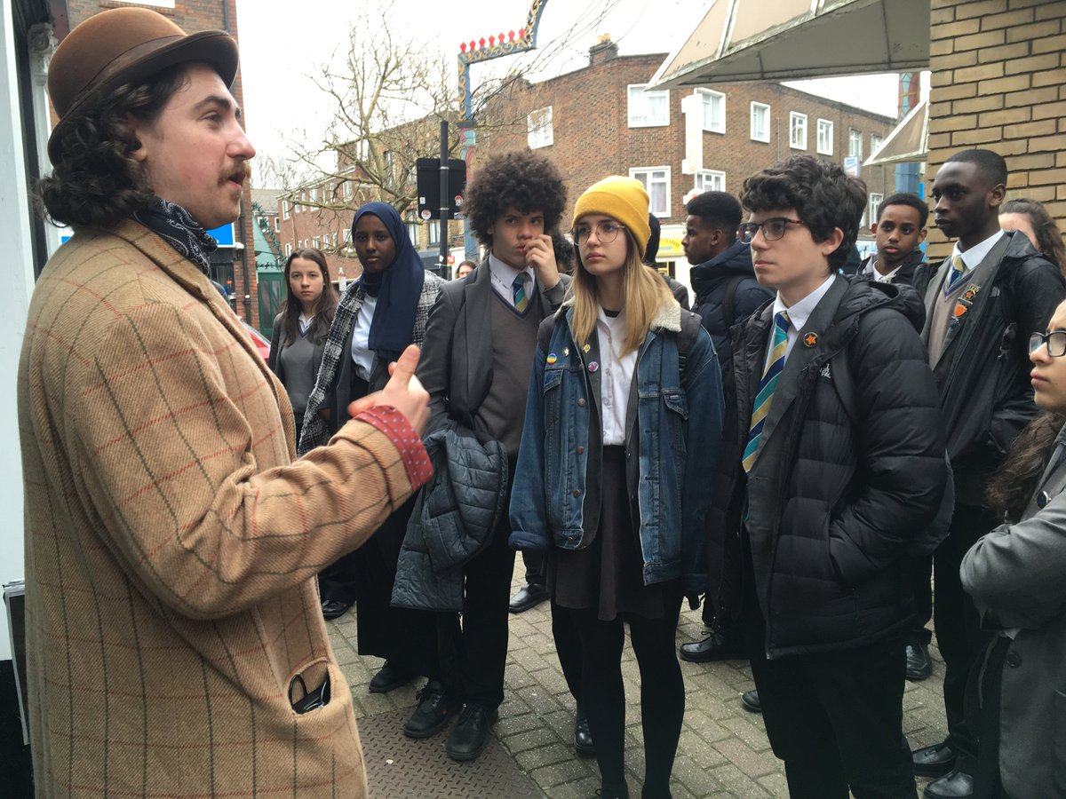 HHSHistory_Dept's tweet photo. Y11 History students are learning all about Jack the Ripper whilst walking through the streets of Whitechapel @HHSHaringey #SEARCH https://t.co/Li29zJNPyn