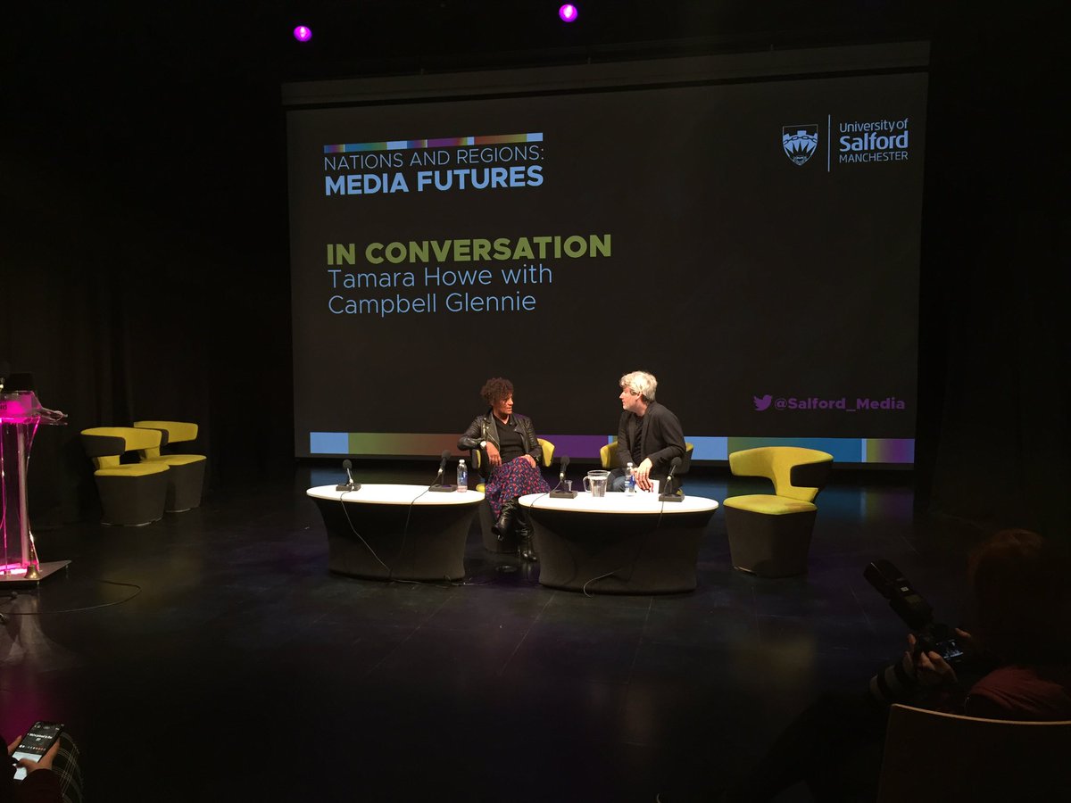 CreateMCR's tweet image. .@campbellglennie from @EdinburghTVFest @TheNetwork_TV chats to Tamara Howe, @VICE’s Chief Content Officer about her career journey and the future of #vice #confent at @Salford_Media #NARM. #narm19 @UoS_ArtsMedia