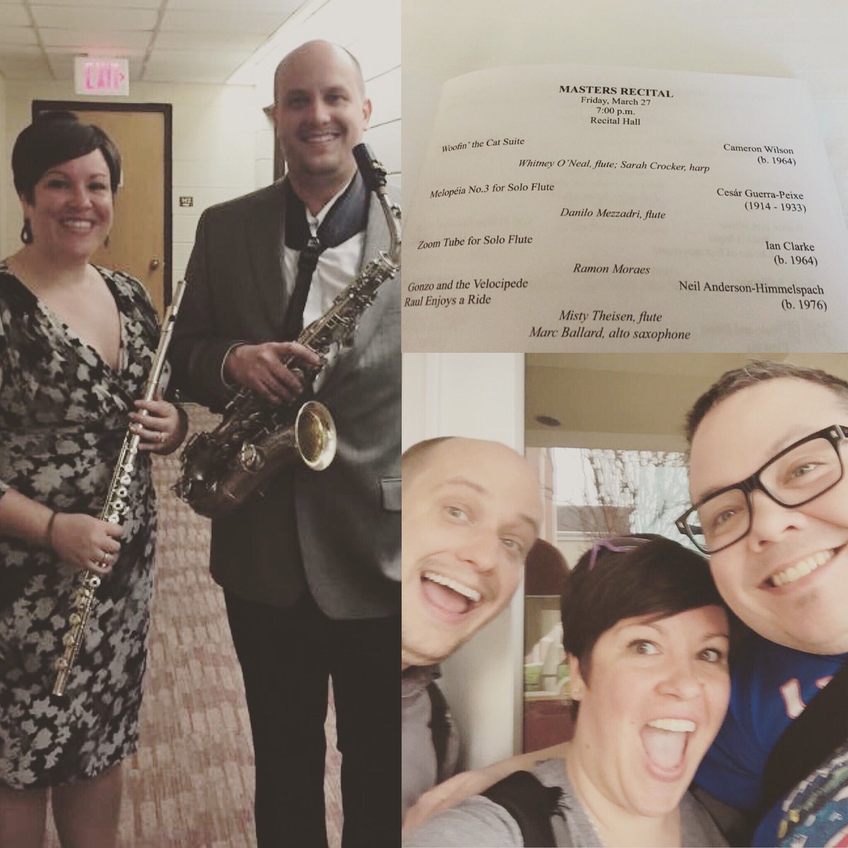 fluteplusreeds's tweet photo. #Fujin #flashback to the 2015 Mid-South Flute Festival! Great memories of our wild Gonzo ride that weekend! Extra special that we got to have @composer76 to present with us. #woodwind #wednesday #fujin #flute #sax #duo #newmusic #composersarethebest #create #perform #fujam https://t.co/uKHqb3wAMR