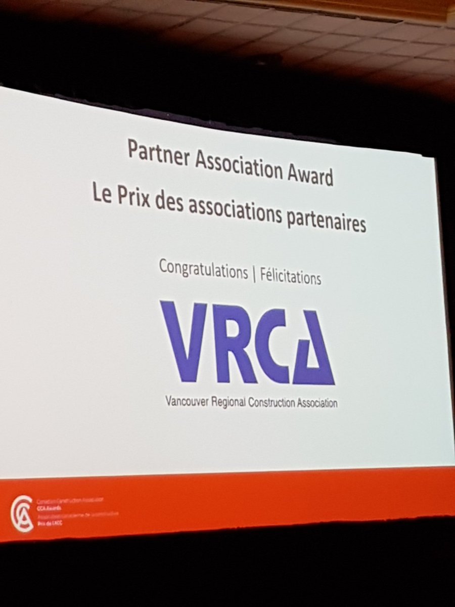 Congrats to <a href="/VanConstruction/">VRCA</a> for receiving the <a href="/ConstructionCAN/">Canadian Construction Association</a> Partner Association Award! Well deserved!