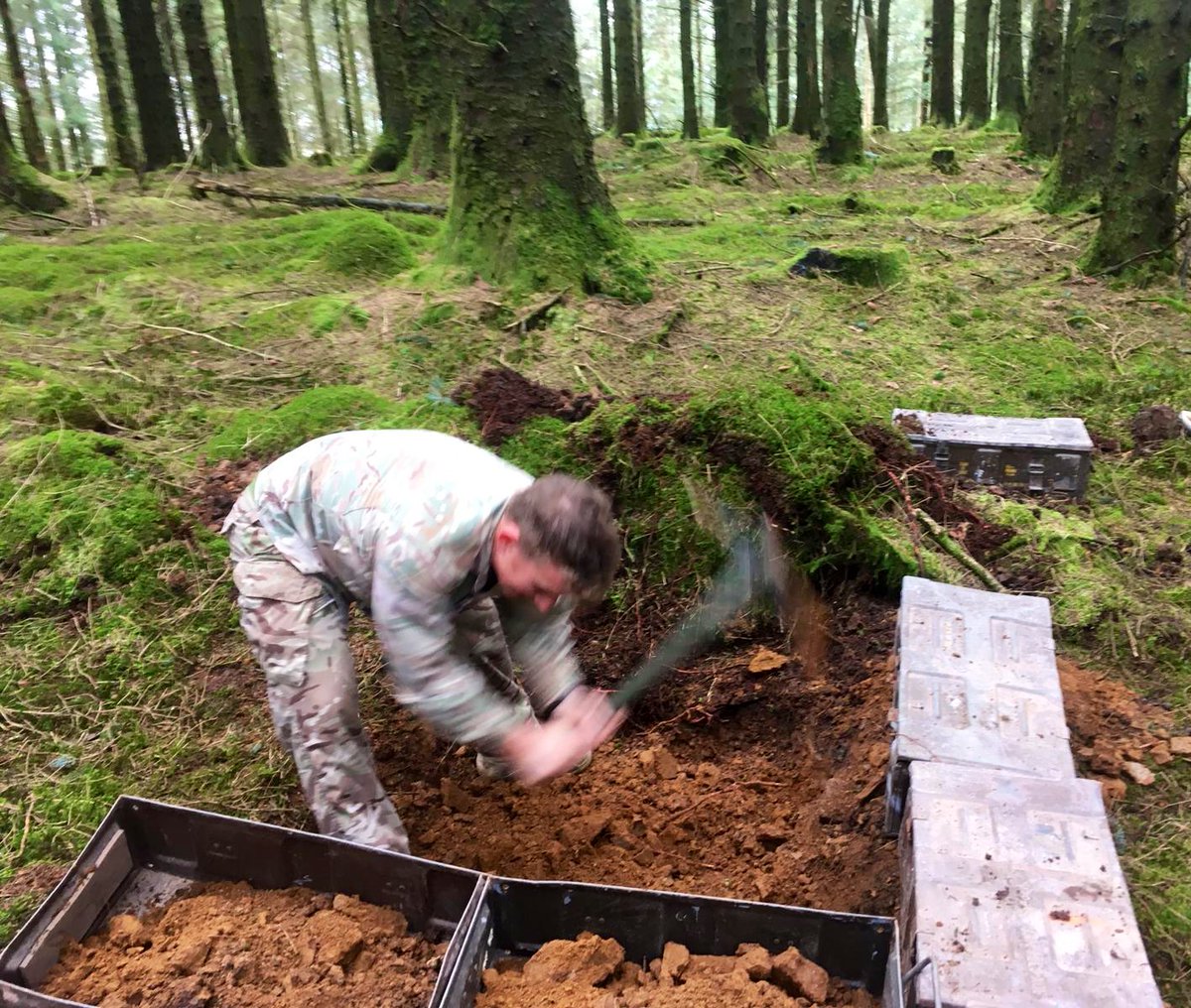 IBSBrecon's tweet photo. Captain Instructors at #IBSBrecon digging in an enemy bunker for some #FIWAF (fighting in woods and forests) attacks! #SCBC1803 #Brecon https://t.co/E3E5sHKqB6