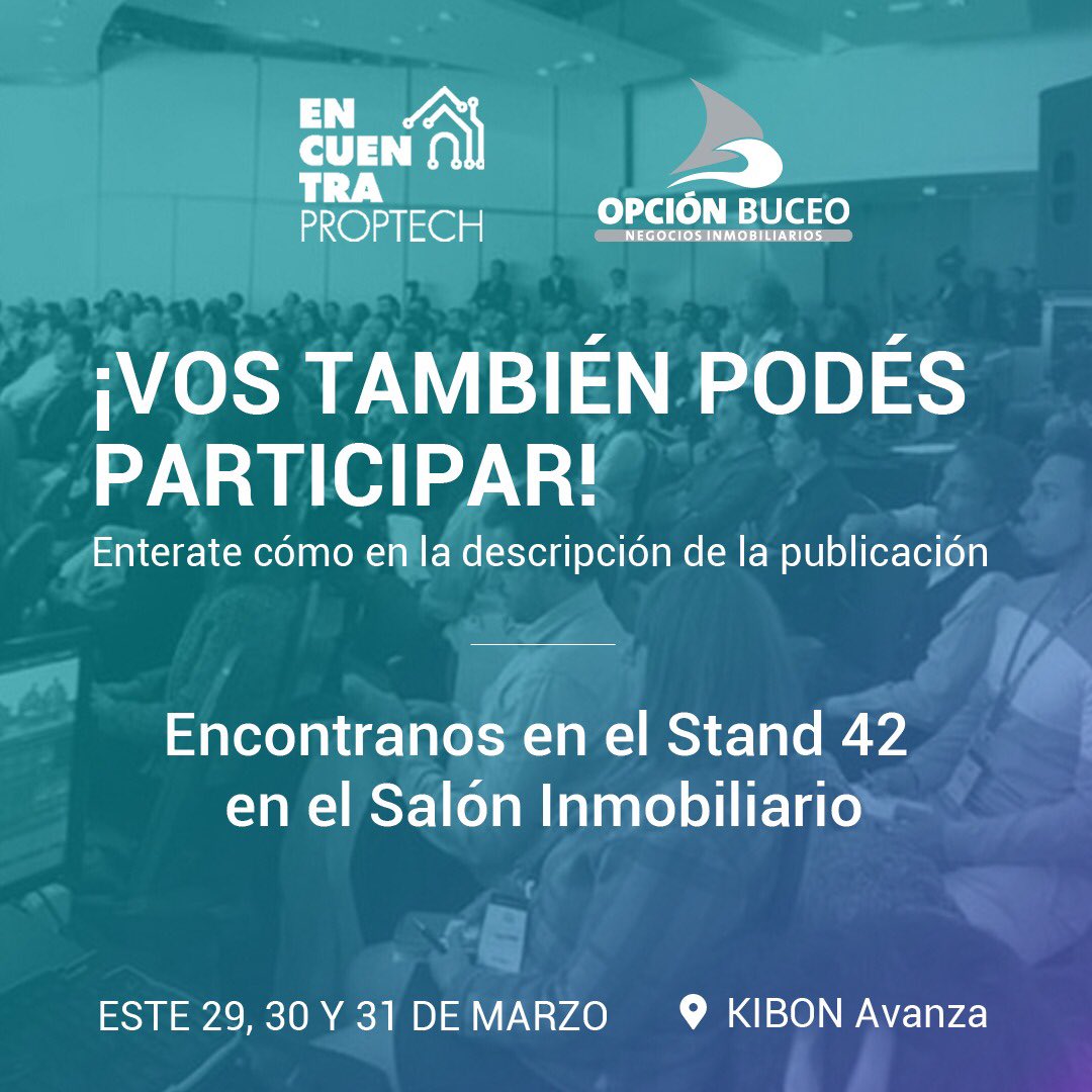 OpcionBuceo's tweet photo. #proptech #realstate #saloninmobiliario #bienesraices #congreso #proptechuy #encuentraproptech #infocasas #opcionbuceo https://t.co/zKLCnMllW1