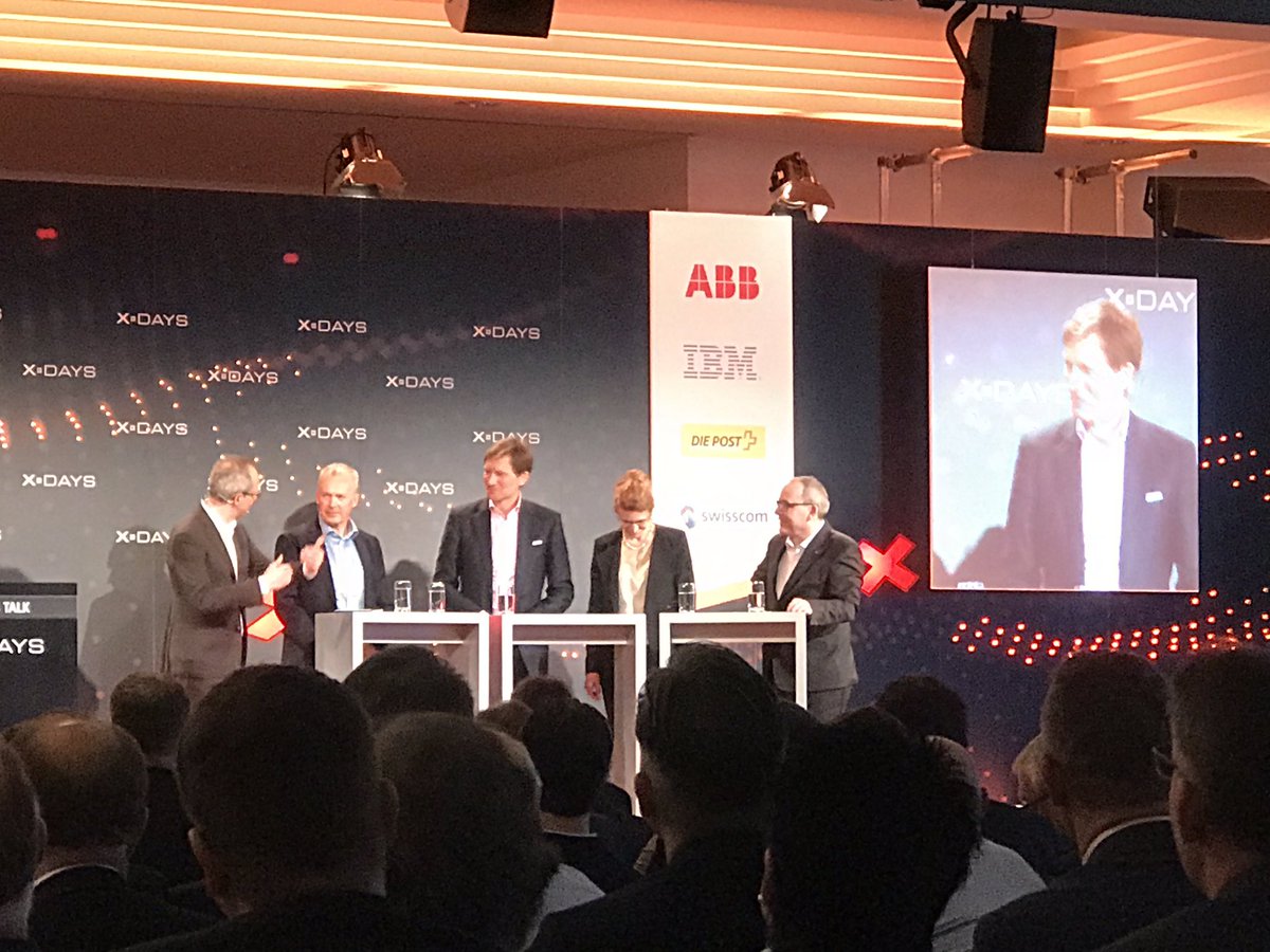 SarahMalaer's tweet photo. CEO-Talk #xdays19: @abb @ibmch @diepost @swisscom diskutieren mit Hannes Hug über „Digitalisierung: was zählt?“ https://t.co/bZLf14TWOu