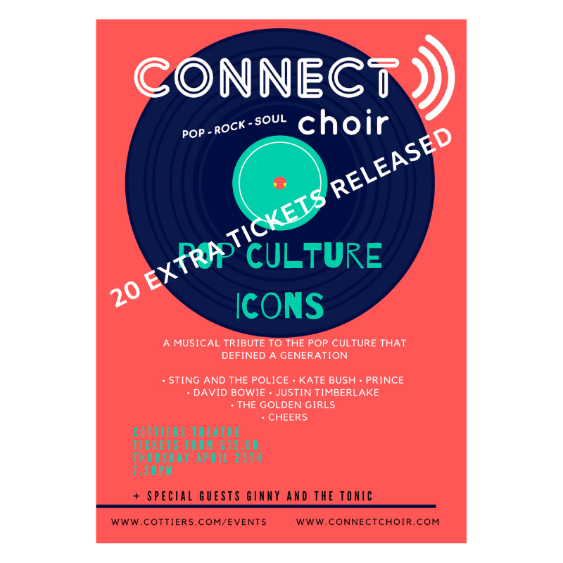 connectchoir's tweet photo. Last, last chance to snap up a ticket for Icons of Pop Culture! There are a few tickets left from the last 20 we released so be quick if you want to come along. 
Get them at => => https://t.co/WEoiqeI946 
#whatsonglasgow #choir #popculture #glasgowwestend #cottierstheatre https://t.co/BDuAduO6TH