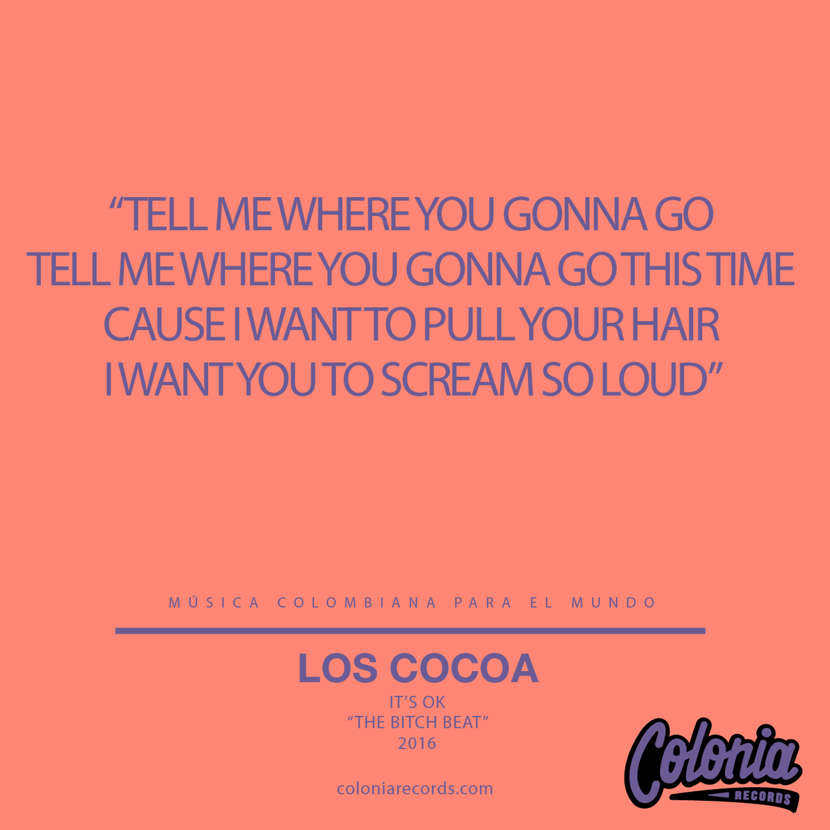 Solo quiero que grites muy fuerte...

<a href="/Loscocoa/">Cocoa</a>
#SomosColonia #MusicaColombianaParaElMundo