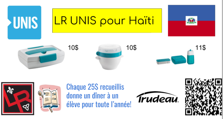 classelabo7's tweet photo. La campagne #LRunispourhaiti va bien!  N’oubliez pas d’acheter vos contenants avant le 8 avril! Si vous êtes intéressée, le service en ligne est une option pour toi si vous aller @ESP_LOUISRIEL! Sinon voici le bon de commande.
https://t.co/2HGDdjPi0E https://t.co/CIp5VGL3yY