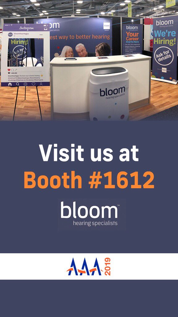Day 1 of @AAA_Conference ! Come visit us at booth #1612.

We have openings for Externships, Clinical Events Specialists and Dispensing Audiologists throughout clinics the United States. #bloomhearing #AAAConf19 #audpeeps