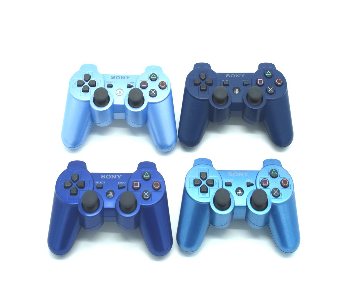 BaxtrosL's tweet image. Which blue is your favourite blue? We are interested to know! #PS3controller #sony #dualshock3 #retrogaming