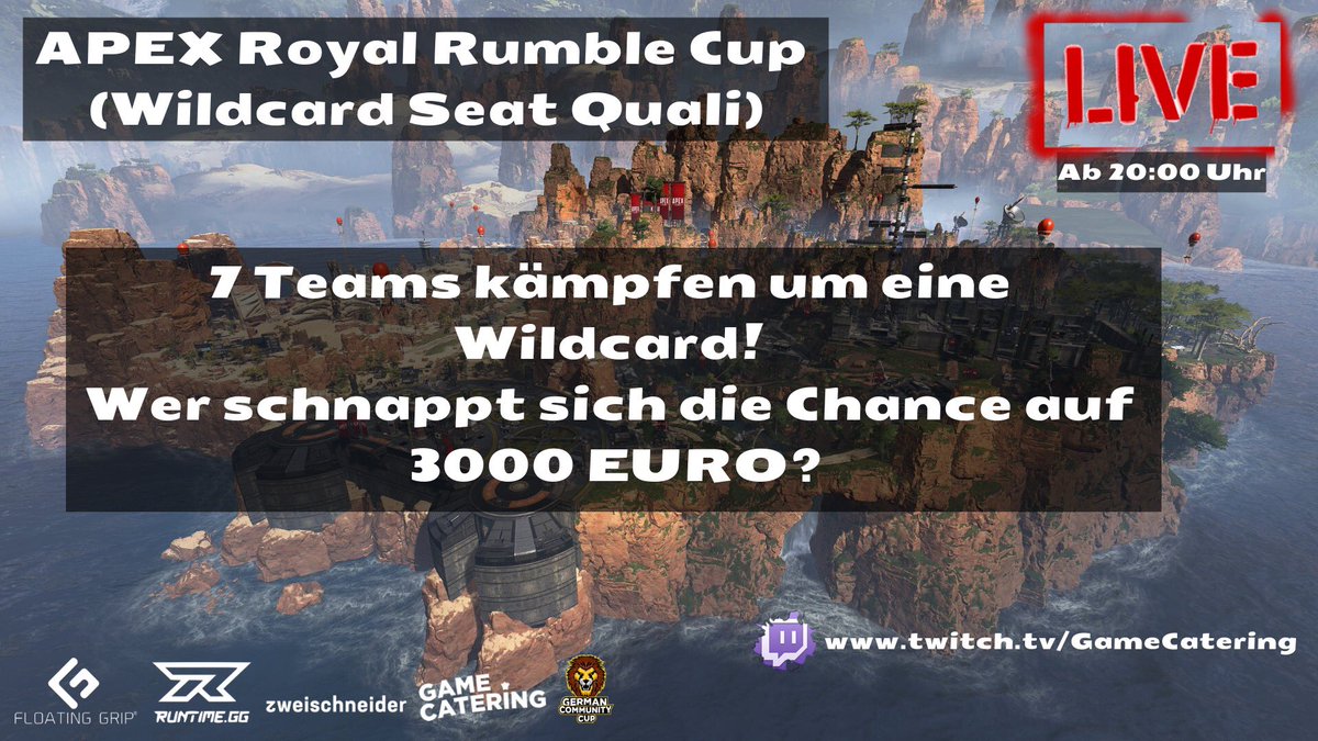GameCatering's tweet photo. Heute 20:00 Uhr, Apex Legends wildcard Seat Quali!
Wir haben Bock !
#apex #ApexLegend #ea #gamecatering #zweischneider #runtimegg #floatinggrip #Twitch #gccup https://t.co/8kdY30Ap7K