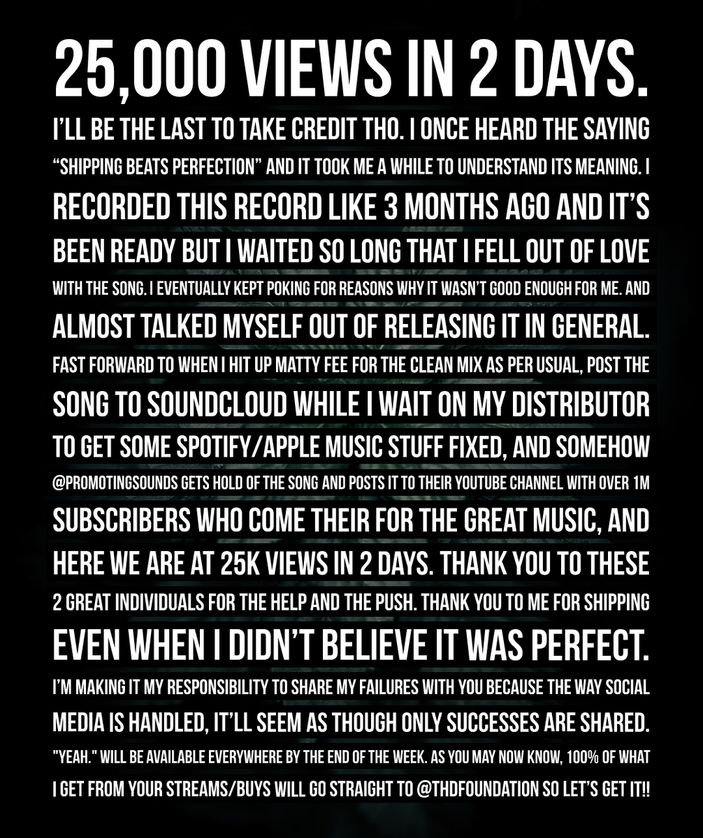 tariktrotter's tweet photo. I dropped a song on soundcloud and it ended up getting 25,000 views in 2 days.

Link here ⏩
https://t.co/EZKwwnLHLk ⏪

I'll be the last to take credit tho. Peep the 2nd photo for the back story. 

Available everywhere 3/29
BIG thank you to @PromotingSounds https://t.co/QVz9aAcQx7