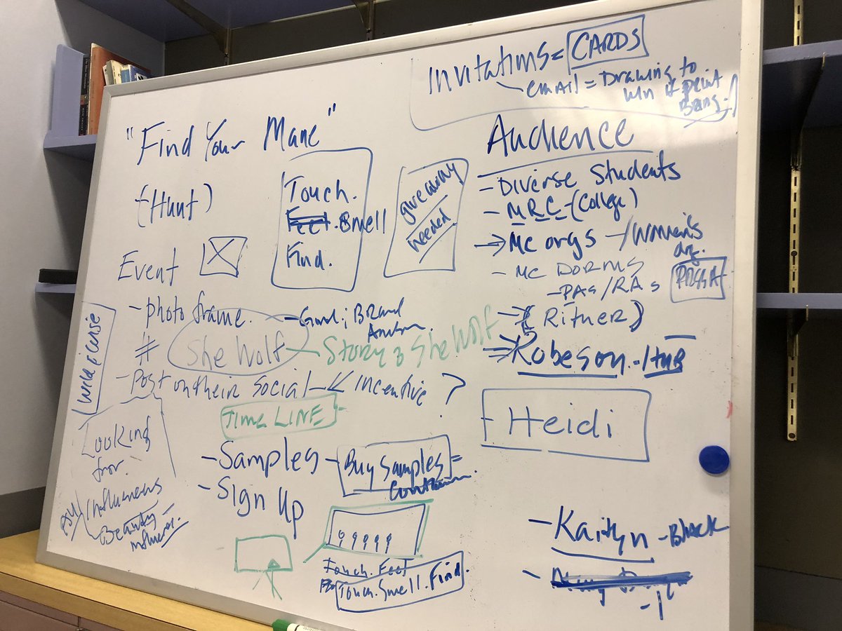 ProfNichols's tweet photo. Brainstorming with @PSUBellisario PR students for capstone projects. So excited about April 23. Be in the HUB. #Comm473 https://t.co/fup6oL5AWt