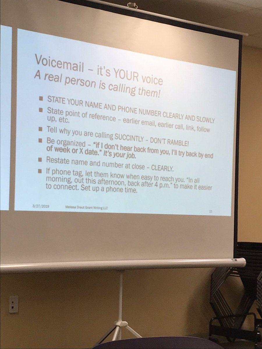 ajohnsongrants's tweet photo. When making a cold call, write a script for a voicemail. @meldraut #ReWrite19 https://t.co/XDcORcJbWa