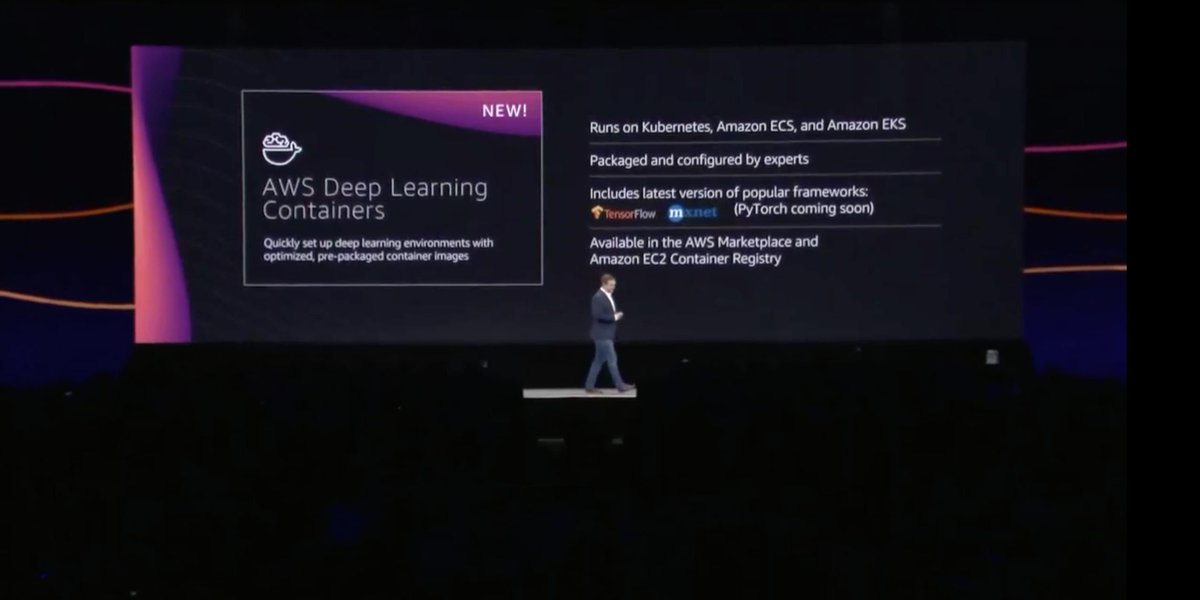 RoshaniNagmote's tweet image. Prebuilt Deep Learning containers! Easily deployable with ECS, EKS, or just EC2!
#awssummit2019 #DeepLearning #ApacheMXNet #TensorFlow
