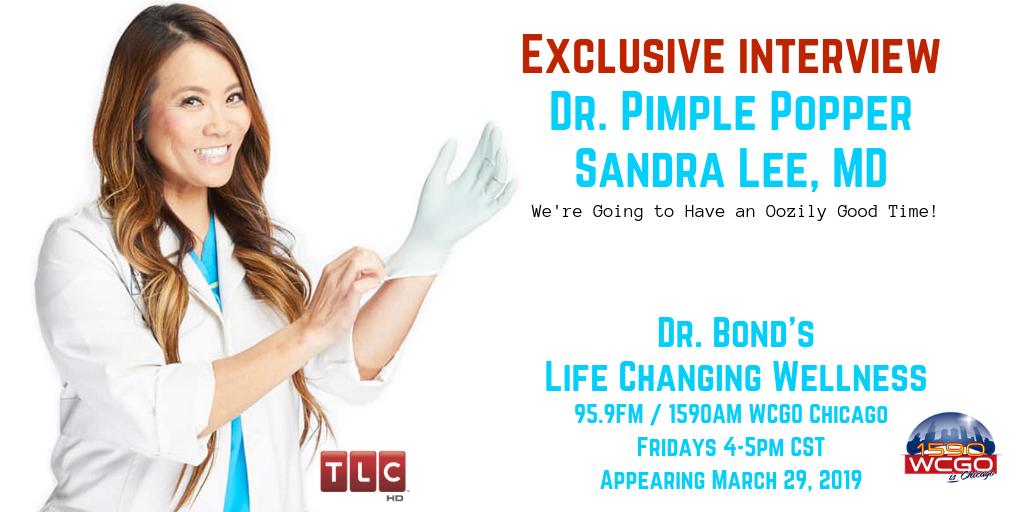 DrWardBondTV's tweet photo. This week we have Dr. Pimple Popper - Dr. Sandra Lee giving us the oozily inside look, literally of her TV show &amp; new skincare book! Friday 4-5pm CST 95.9FM / @1590WCGO #Chicago #LifeChangingWellness #beautycare #drpimplepopper #cysts #lyphomas #acne https://t.co/oYZMnFuLRl