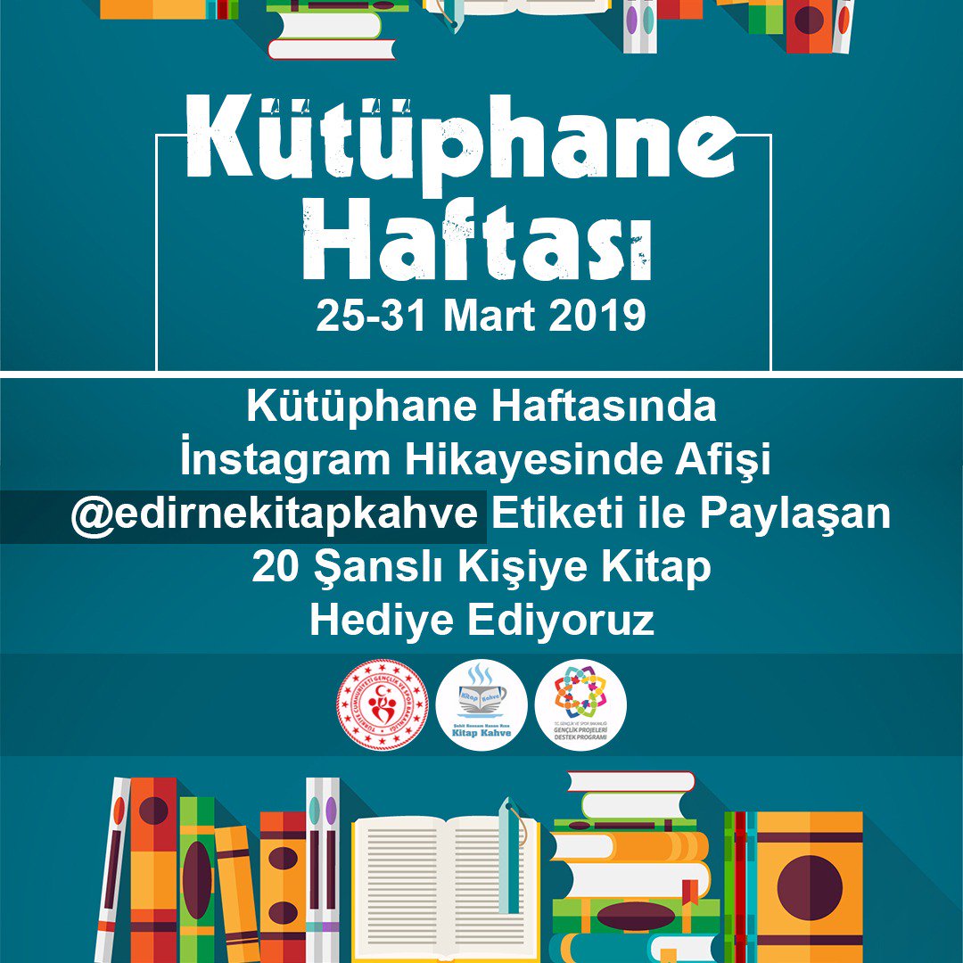 20 şanslı takipçimize "KÜTÜPHANE HAFTASI" Dolayısıyla kitap hediye ediyoruz!
🔴 Çekilişe katılmak için yapmanız gerekenler çok basit!
1) Gönderiyi beğen
2) @edirnekitapkahve hesabını takip et
3) Afişi @edirnekitapkahve etiketi ile instagram hikayende paylaş!
<a href="/MUHAMMETCARTI/">Muhammet Ecevit Carti</a>