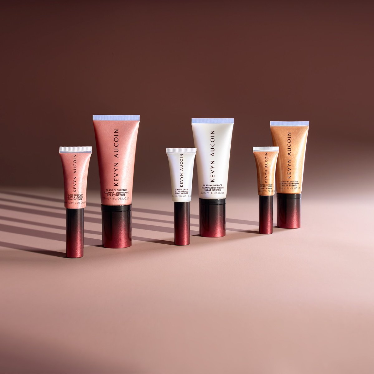 INTRODUCING: THE GLASS GLOW COLLECTION 💫 Glass Glow Face is a lightweight gel-oil illuminator. Glass Glow Lip is comfortable lip color that delivers a reflective high shine to lips. Available now ONLY on KevynAucoinBeauty.com! We ship internationally 🌎