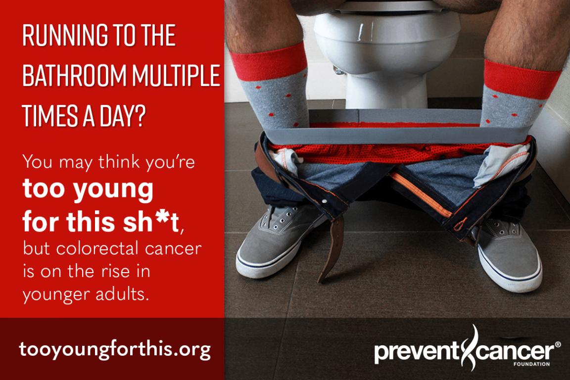 preventcancer's tweet photo. A7: #ColorectalCancer rates are rising in people under 50—so it’s important for all adults to understand what to look out for. Check out our #2Young4This campaign to learn more: https://t.co/rnNXvVGwQE #AicafCRC2019 https://t.co/l05LflNu1L