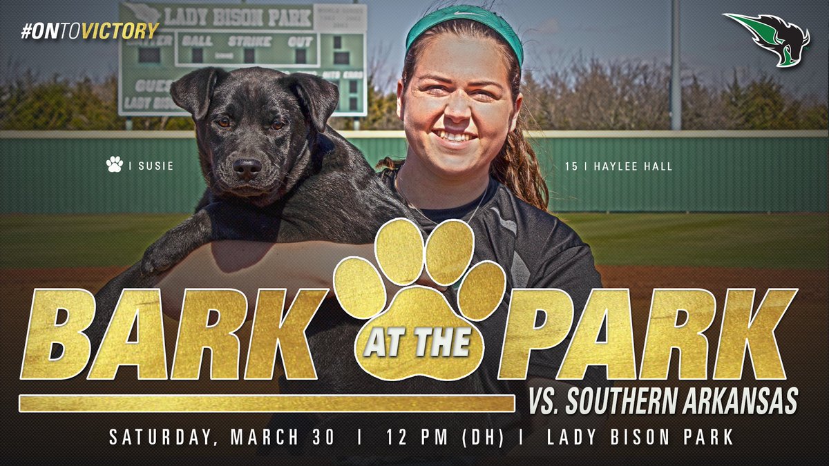 OBU_Softball's tweet photo. This Saturday is Bark at the Park! Bring your dogs out to Lady Bison Park as we take on Southern Arkansas beginning at 12pm! #OnToVictory🐶

Animal Rescue Center of Shawnee will also be in attendance with dogs for adoption! 

📰: https://t.co/1gnYwXfx8i https://t.co/fWVfyu33u3