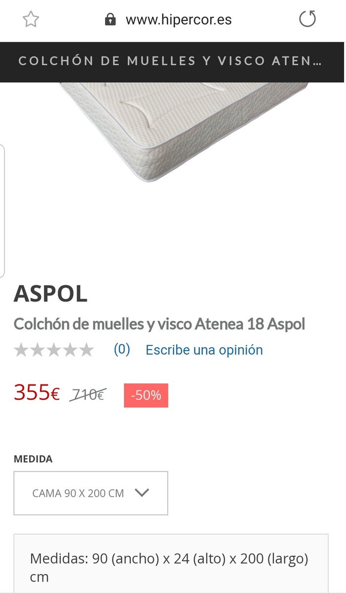 miriambuzon's tweet photo. @MenendezFaya Ya veo que te han recomendado muelles+visco, para mí los mejores. Prueba en el outlet de Pikolin que te han dicho y si no, los de la marca Aspol de Hipercor son bastante buenos, los puedes financiar y ahora están con descuento, al menos por la web. https://t.co/hYLyaRRK8D