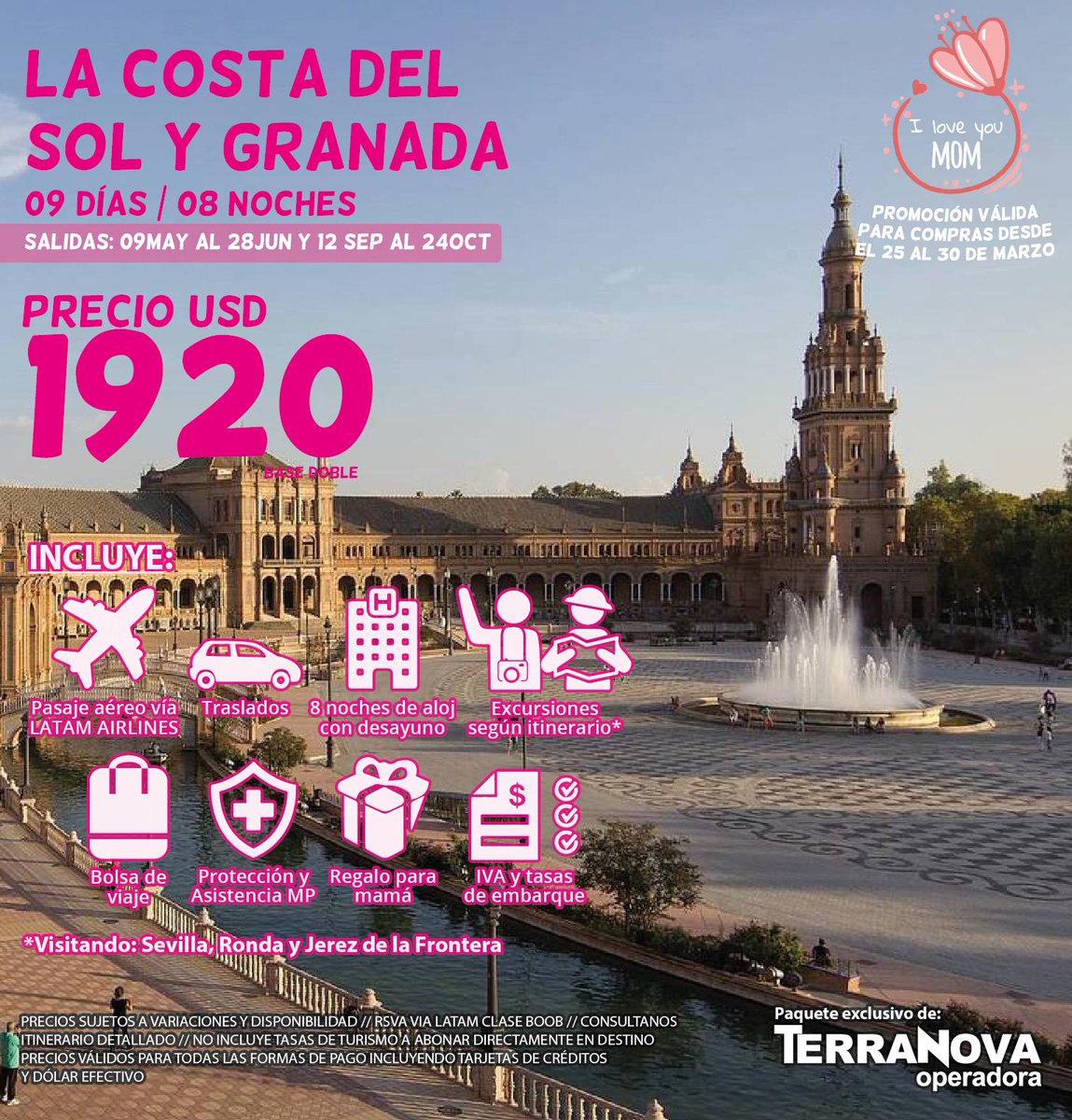 terranovapy's tweet photo. Ya estas pensando en el mejor regalo para Mamá?? Aquí las mejores opciones de Europa para hacerla inmensamente feliz!! Promoción para compra del 25 al 30 de Marzo!! Consulte con su agencia de viajes favorita! https://t.co/gAehxH0Amp