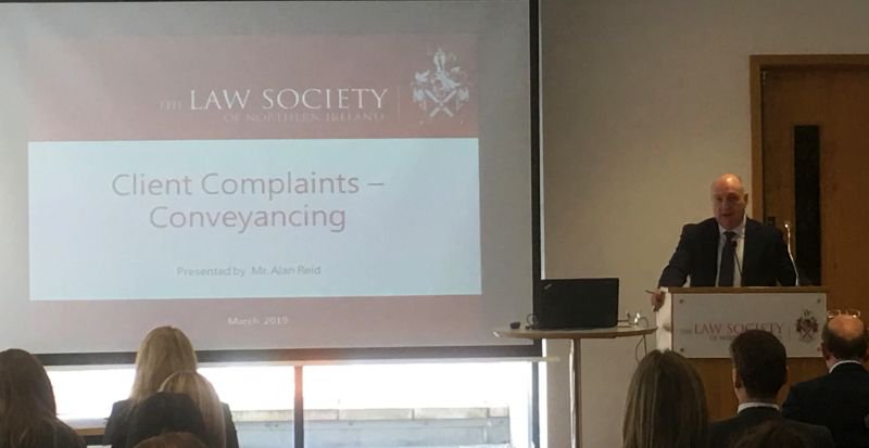 LawSociety_NI's tweet photo. Alan Reid, Council Member and solicitor at @Murlands speaking at Managing Client Complaints Series:  Managing Conveyancing Complaints seminar https://t.co/9O7JGcBdDz … https://t.co/TZDBbjpxNu