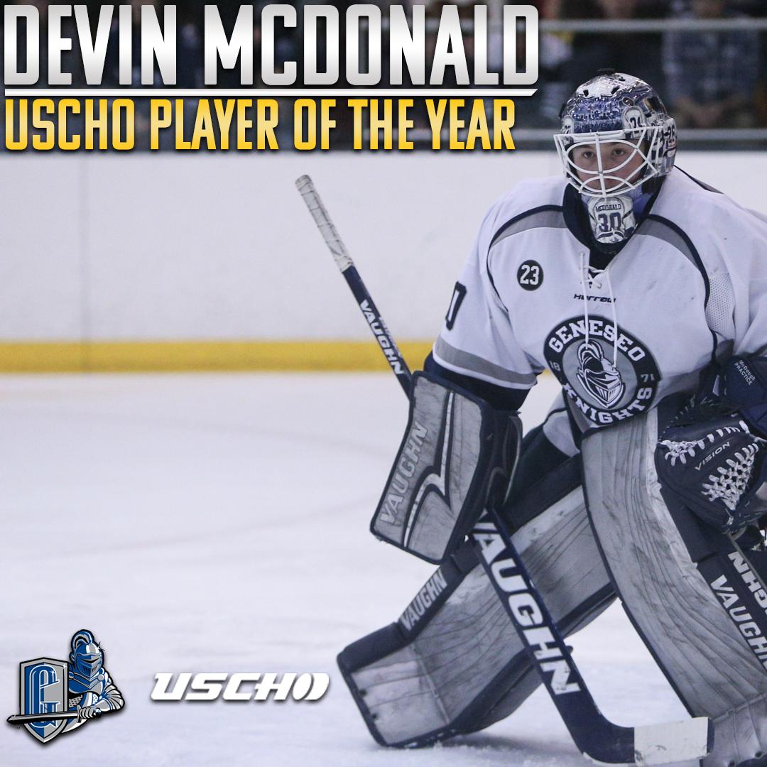 SUNYACsports's tweet photo. After being named the 2019 Sid Watson DIII Men's Ice Hockey Player of the Year last week, @GeneseoHockey goalie Devin McDonald has also been bestowed the honor as the @USCHO Player of the Year! 🏒🙌

Read more here 👉 https://t.co/AQcPmLudvM

#SUNYAC #d3hky #d3 https://t.co/5qkIyIUpBY