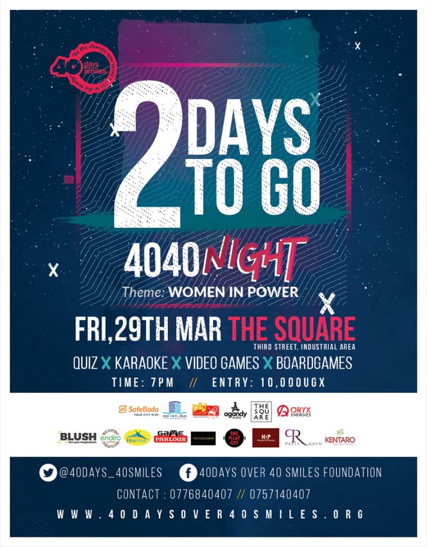 SafeBoda's tweet photo. Only 2 days to go!💃🏽

What: #404Night 
When: Friday 29th March
Where: @TheSquarePlace 
Time: 7pm
Fee: only 10k

All proceeds go to supporting @40days_40smiles Angaza Literacy program
#SafeBoda will also have a Top up booth for you to load up for the weekend and #RideCashless 😎 https://t.co/hHyEQEIXWq