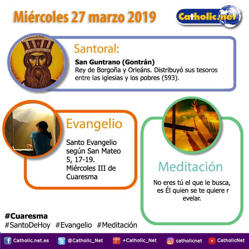 San Guntrano (Gontrán)  bit.ly/2UXq8wT #SantoDeHoy

Dios te busca, déjate encontrar  bit.ly/2HGD72Z #Evangelio

Déjate encontrar por Cristo, es la gracia de las gracias  bit.ly/2UfwxX8 #Meditación