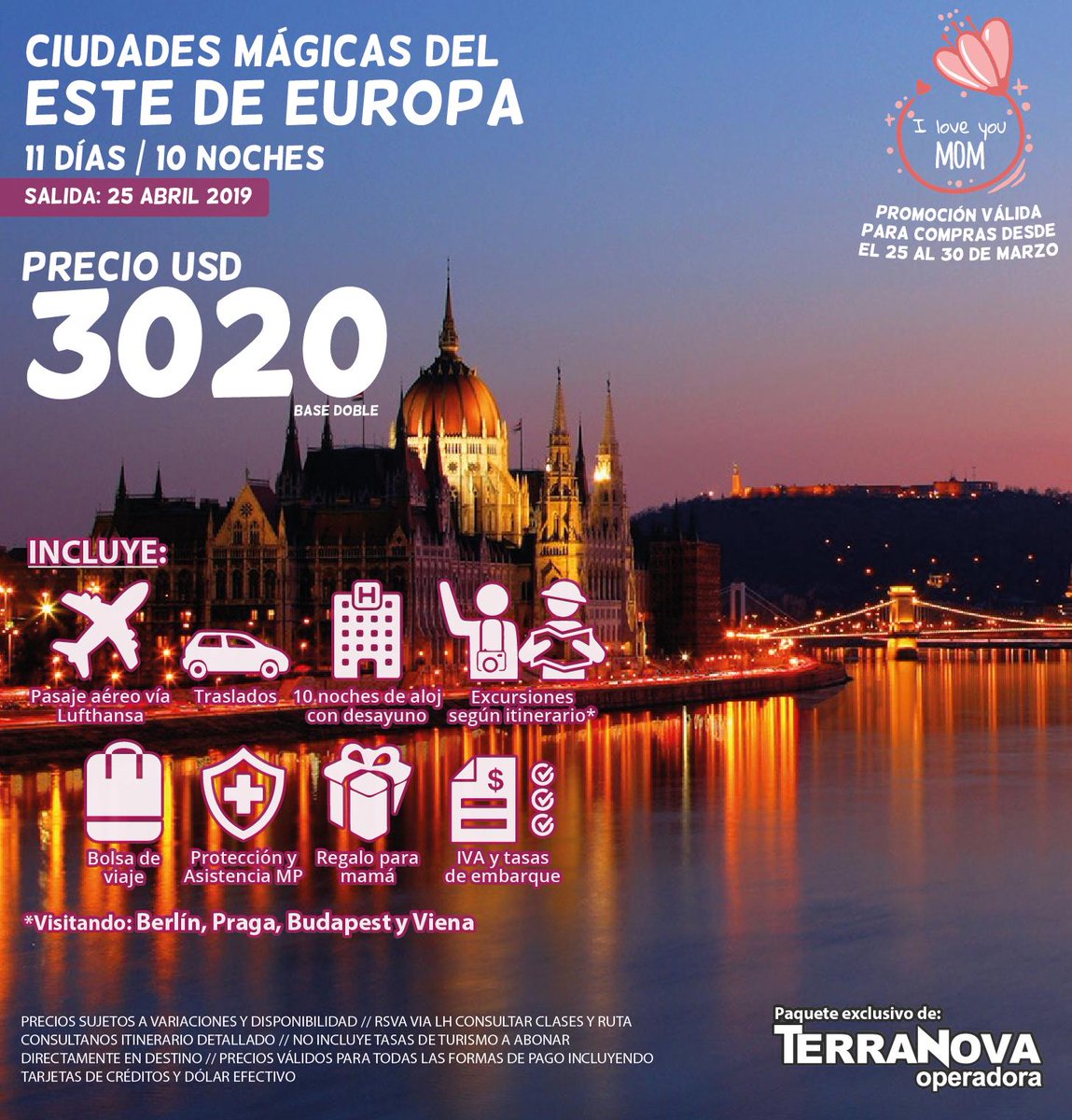 terranovapy's tweet photo. Ya estas pensando en el mejor regalo para Mamá?? Aquí las mejores opciones de Europa para hacerla inmensamente feliz!! Promoción para compra del 25 al 30 de Marzo!! Consulte con su agencia de viajes favorita! https://t.co/2C7CZk99p7