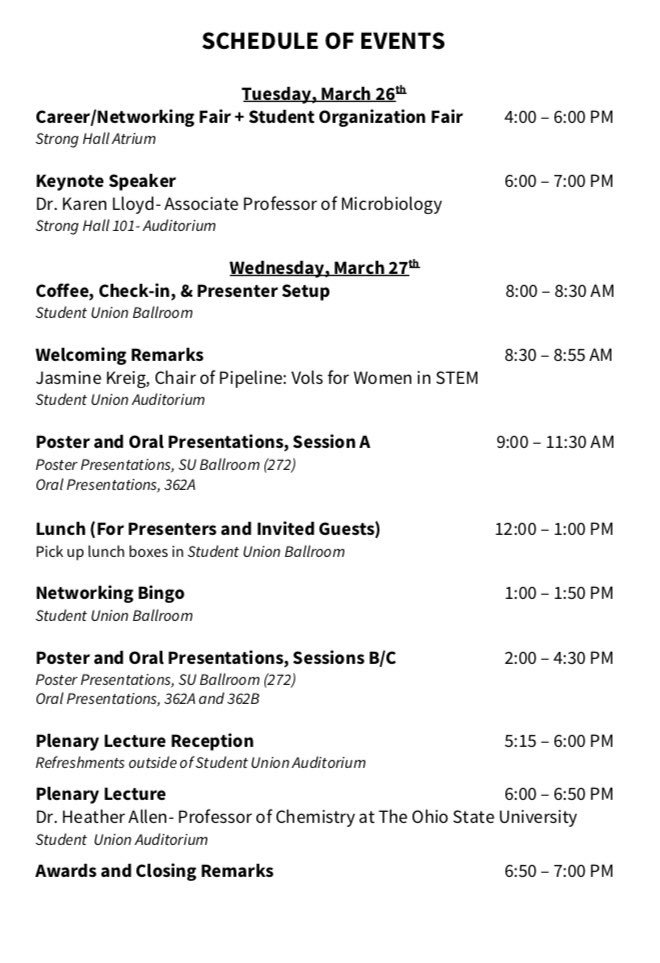 pipelineutk's tweet image. Today is the second day of the 5th annual Women in STEM Research Symposium! The first session of poster and oral presentations is happening NOW in the Student Union! #PipelineSymposium2019