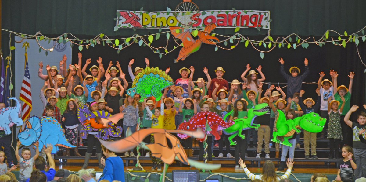 LakeShoreCSD's tweet photo. #LakeShoreCSD A.J. Schmidt students put on vibrant performance of Dinosoaring musical! Congratulations on a great job to all the students! #letsgoLakeShore https://t.co/Cfw0bva9cW https://t.co/ZW8aKkmT8W