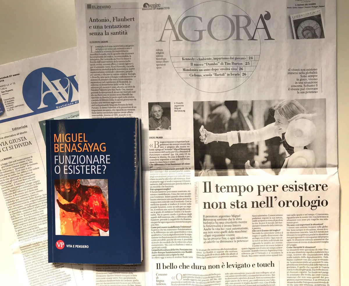 vitaepensiero's tweet photo. «Il tempo per #esistere non sta nell'orologio» Parola di #MiguelBenasayag domani #inlibreria con il suo ultimo libro "Funzionare o esistere?". E se siete curiosi leggete l'intervista di @SimonePaliaga oggi su @Avvenire_Nei 

libro: https://t.co/qKg3rzi634 https://t.co/DsPfZ1gRwQ