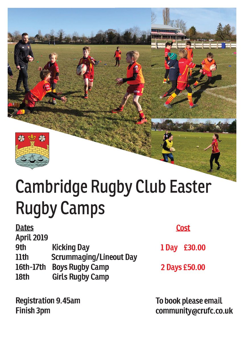 camrufc's tweet photo. We are looking forward to our Easter Rugby Camps run by @Crufc_Community Book on by emailing community@crufc.co.uk

#easterrugby #rugbycamps https://t.co/Y8CVlns9Er