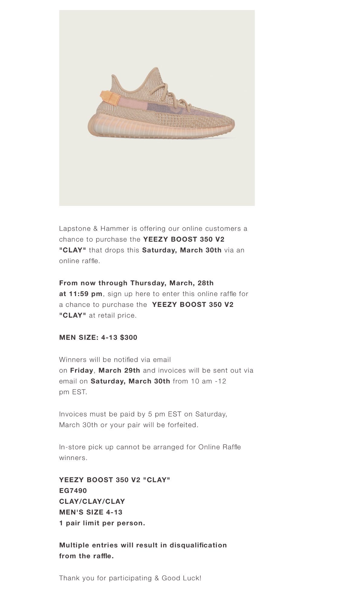 raffle for yeezy clay