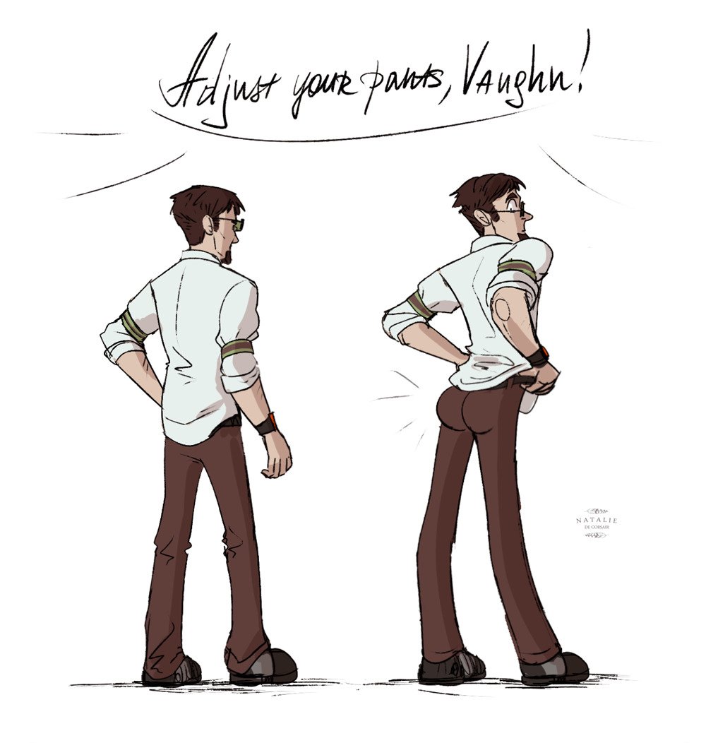 I also love #TfTBL, so once upon a time I: 
- Drew Rhys, Handsome Jack and Vaughn as 19 century fellas 
- Drew some silly expressions for Rhys, Vaughn, Athena and Handsome Jack 
- Adjusted Vaughn's pants
- Drew Vaughn (ye, I like him)
And lots more 
