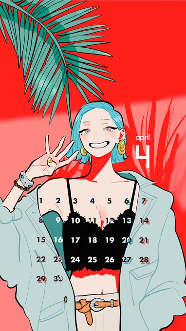 四月のカレンダーだよ!もしよかったらロック画面にどうぞ! 