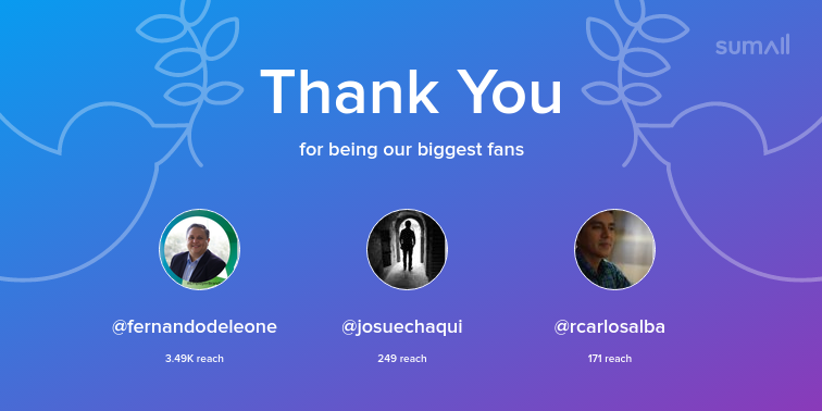 devslabgt's tweet photo. Our biggest fans this week: @fernandodeleone, @josuechaqui, @rcarlosalba. Thank you! via https://t.co/tyx3W8r32u https://t.co/zNC0wwckCF