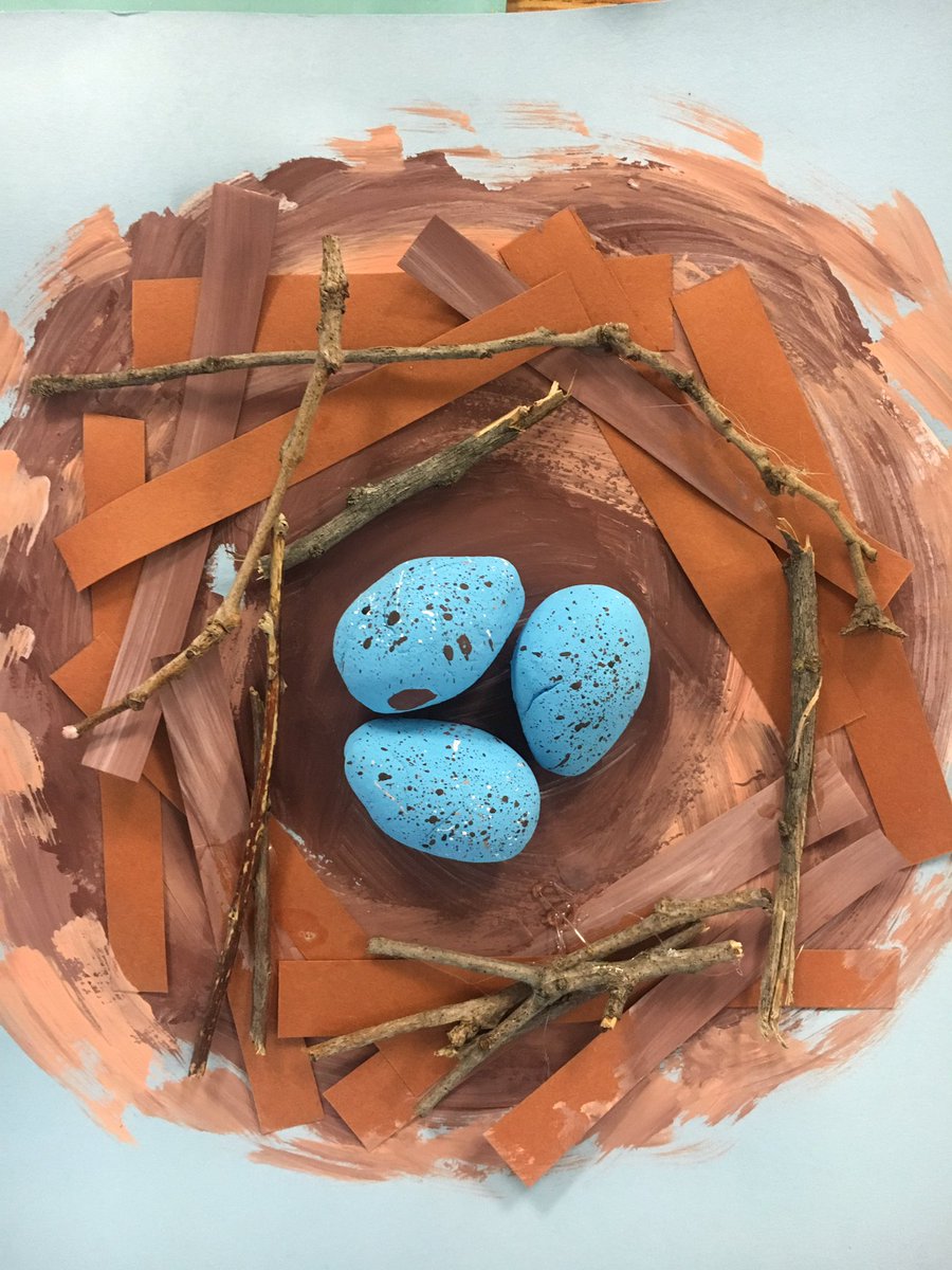 CbeARTstudio's tweet photo. 4th grade welcoming Spring with “bird nests”! We learned about value, shade, tint, &amp; texture while composing, paring and layering our art pieces. Eggs to be created next week! #RISDArtmatters #RISDGreateness #RISDace #cbeartstudio #elementaryart #texture #texturepaintingtechnique https://t.co/cVHUVzWIhS