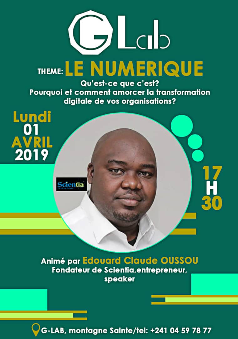 Savez-vous ce qu'est le numérique?Vous voulez maitriser ses spécificités et connaitre ses outils ou simplement optimiser l'organisation de vos organisations? Pour en savoir plus, rev ce 01 Avril à <a href="/GlabQG/">G LAB</a>