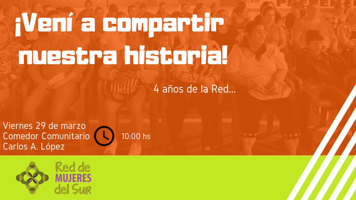 RedDeMujerespy's tweet photo. 👉💜💪Este viernes tendremos la primera presentación de la rica experiencia de la Red de Mujeres del Sur. Será en el distrito de Carlos A. López #Itapúa!! 
Las esperamos!! 😍

#NosFortalecemos
#Incidimos... https://t.co/igVlslIo3d
