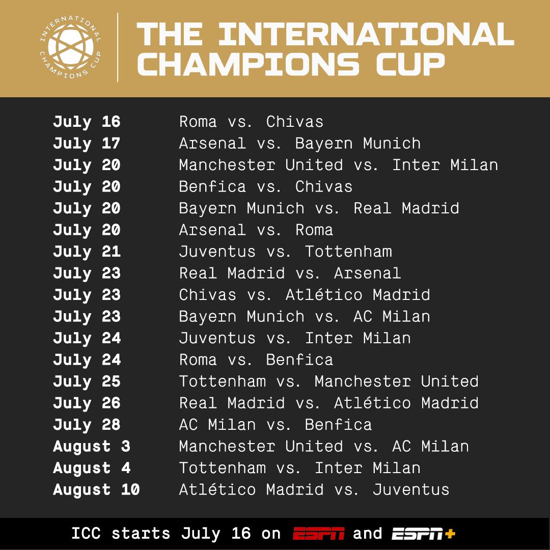 Espn Fc The 19 International Champions Cup Schedule Is Here