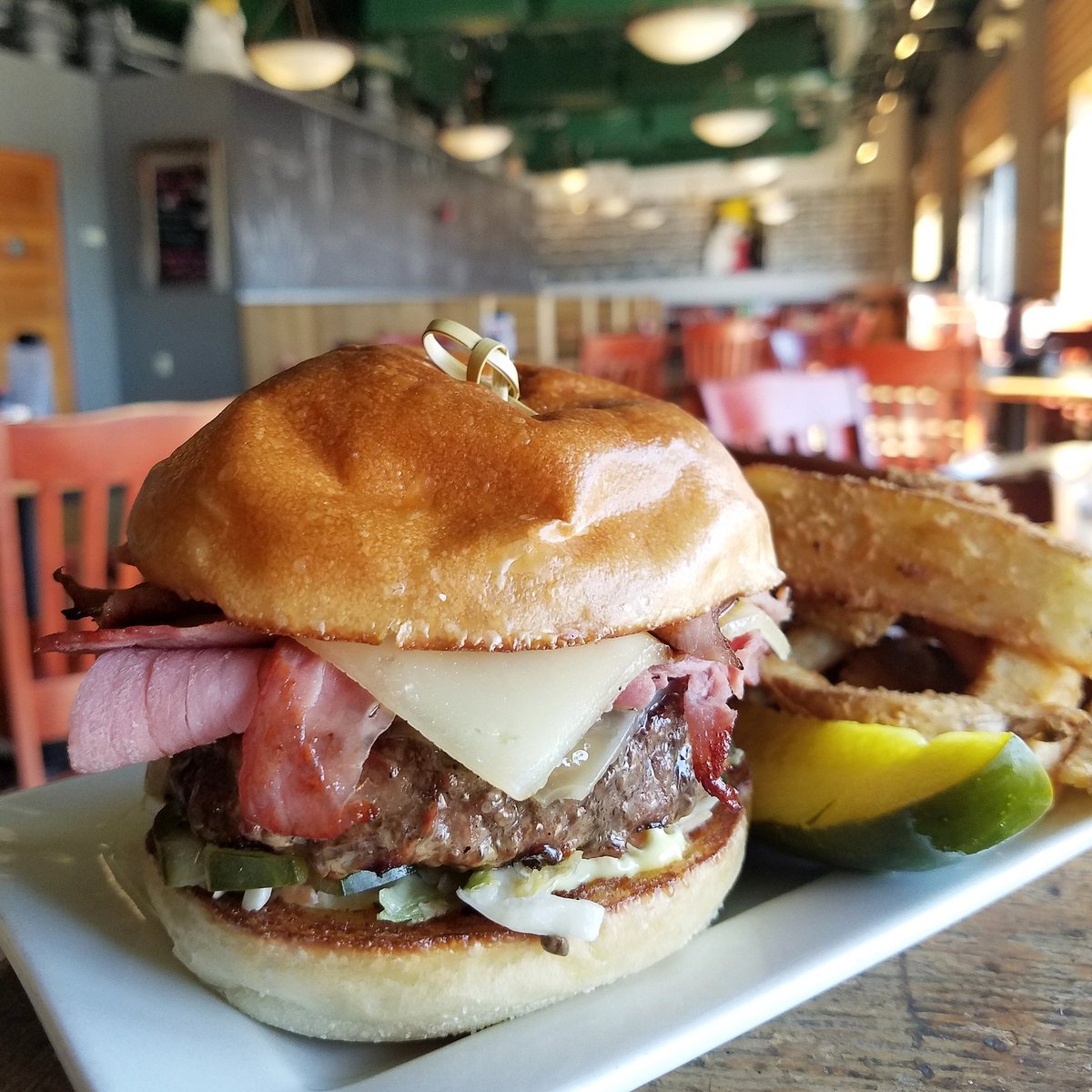 It's Wednesday Burger N Brew! Today we have a Cuban Burger with ham, corned beef, Swiss cheese, coleslaw, mustard, pickles, mayonnaise and served with French fries for $10! And don't forget to add your favorite #brew for only $2! #seadogbrewing #seadogbangor #bangor #bangormaine