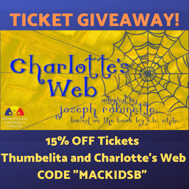 MacKidSBirmingh's tweet photo. DISCOUNT 'n GIVEAWAY (link to enter: https://t.co/HvCjE0FbAi )! Charlotte's Web by @BCT123org in April! We've heard it's "Some Show!" #mackid #findyourfamilyfun #birminghamal #bhamal #bhammom #bhamdad #birminghammoms #inbirmingham #discovershelbyal  #bhamevents #birminghamalabama https://t.co/f1GVDyFHGX