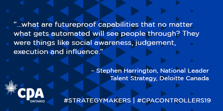 CPA_Ontario's tweet photo. As companies become more dependent on technology, how can we make sure our workforce is future-proofed? .@DeloitteCanada's Stephen Harrington is here to tell us how. #CPAControllers19 #StrategyMakers https://t.co/oTmMU6kQjj