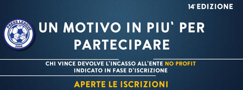 PressLeague's tweet photo. 14^ Edizione: chi vince devolve l'incasso all'ente no profit indicato in fase d'iscrizione. - Un motivo in più per partecipare- ❤⚽ https://t.co/Ap62HKbaWq