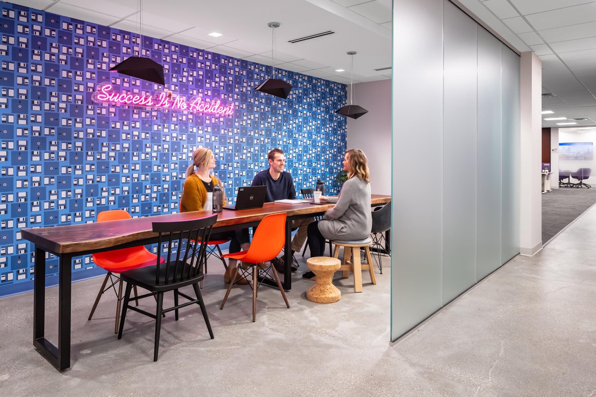 NELSONworldwide's tweet photo. It's #WorkplaceWednesday and today we are highlighting our designs for @spscommerce. The office features bold signage, bright colors and is a finalist in the @OfficeBracket Challenge. Go VOTE for SPS to win the #bracket: https://t.co/aUXA1vLmi6 

 #WorkplaceDesign #InteriorDesign https://t.co/J8emoO03WA